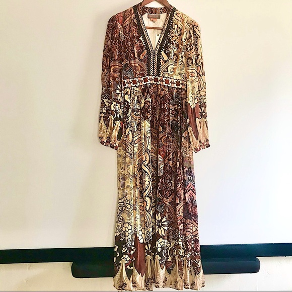 Anthropologie Bhanuni by Jyoti Embroidered Beaded Long Sleeve Maxi Dress NWT 2 - Picture 11 of 16